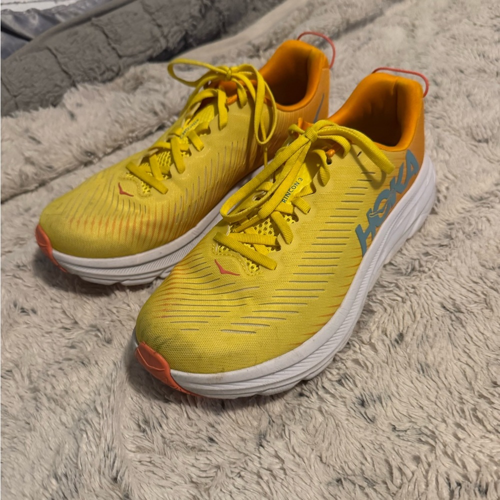 Hoka Vibrant Yellow and Orange Athletic Shoes